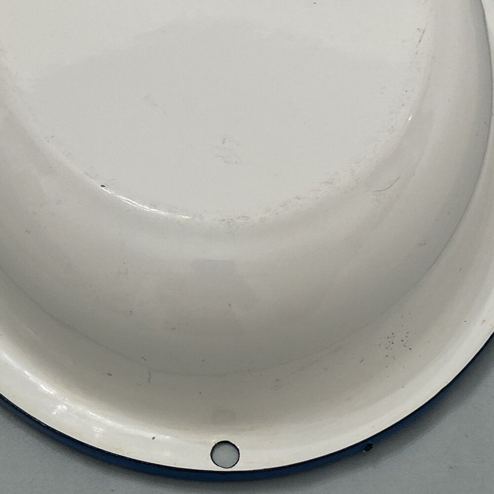 Vtg Enamelware Floral Print Rose Cinsa Brand Saltillo Mexico Oval Blue Trim - Picture 12 of 14